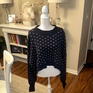 Free People Navy Patterned Sweater